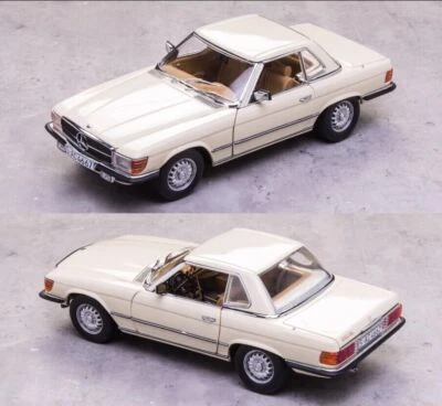 1: 18 Sun Star Mercedes Benz W107 350SL 1977 Sports Car Ivory White Alloy Car - Image 1 of 2