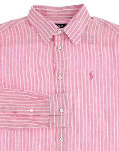 POLO Ralph Lauren Dress Shirt Men's Poplin Relaxed Fit 100% Linen Long Sleeve