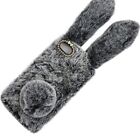 Mikikit Dark Grey Plush Bunny Furry Phone Case for iPhone SE 2020/iPhone 7/8