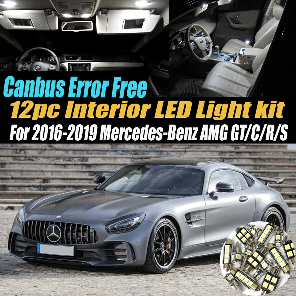 Kit de luces LED interiores blancas sin errores de 12 piezas para Mercedes-Benz AMG GT 2016-2019  Foto 1 de 4