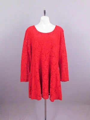 Vestido de renda bordado feminino Missguided, tamanho 24, vermelho, 60% algodão, 40% nylon - Imagem 1 de 4