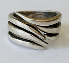 Vintage 925 Sterling Silver Three Band Bypass Modernist Ring Size 9