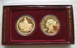Großbritannien UK gravierte Una und der Löwe weltberühmte Münze Medaille Typ Set - Bild 1 von 6