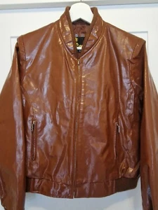 PARAGON BRAUNE LEDERJACKE BOMBER/BIKER STIL HOHER GLANZ DAMEN UK12 EUR38 SEHR GUTER ZUSTAND - Bild 1 von 13