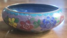Vintage Chinese Cloisonne Bowl Dish Floral Art Home Decorative Round Shape