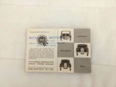"BROCHURE - auc442 Circa 1954 BMC  small brochure MG Morris Riley Wolseley - Image 1 of 4