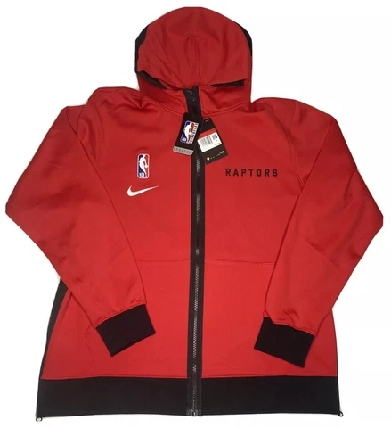 nike toronto raptors mens large warm up jacket therma flex NWT red hooded NBA Cover