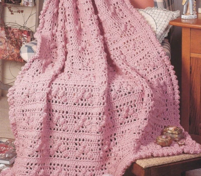 Afghan Crochet Pattern POPCORN FILET 12-Hour Time Savers - Image 1 of 2