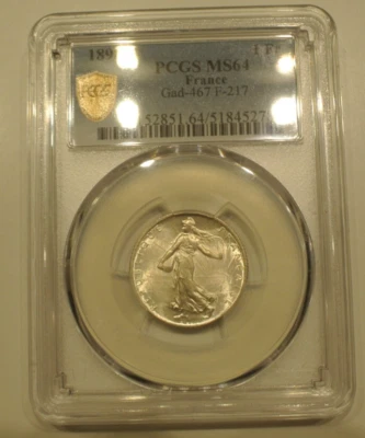 1 FRANC SILVER 1898  PCGS MS 64 - Image 1 of 2