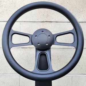 16 Inch Black Semi Truck Steering Wheel All Black Vinyl Grip - 5 Hole - Picture 1 of 5