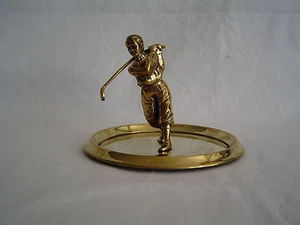 Brass Golfer on a Brass Plate - Picture 1 of 1