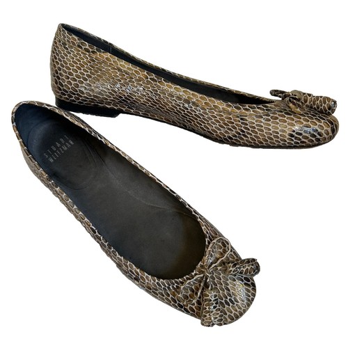 Ballerine Stuart Weitzman donna 6 5 m fiocco tulipano pelle serpente punta quadrata