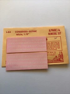 Champ Decals HO Scale L-84: Condensed Gothic WHITE, 1/8” Alphabet/Numerals Set - Picture 1 of 1