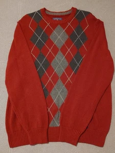 Saddlebred Herren Large Cranberry Baumwolle Strick Argyle Diamant Rundhalsausschnitt Pullover EUC - Bild 1 von 10