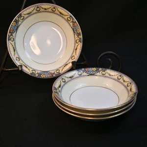Thomas Bavaria 4 Fruit Dessert Bowls 1908-1938 The Arlington Floral & Urns Gold - Picture 1 of 13