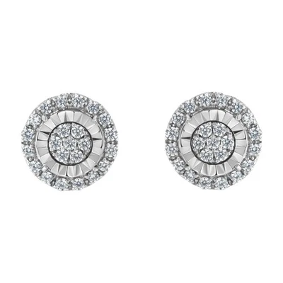 1 Carat Real Diamond Cluster Earrings in Sterling Silver - Image 1 of 4