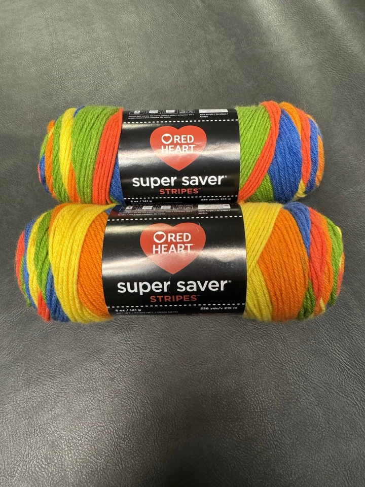 RED HEART SUPER SAVER RAINBOW STRIPE  2 Pack 5 oz , 4 ply med weight - Image 1 of 4