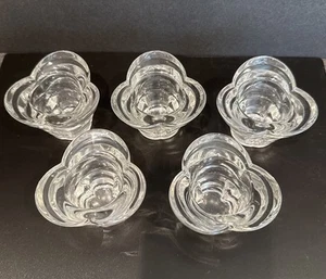 Set of 5 Vintage Trefoil Italian Glass Taper or Tea light Candle Holders EUC - Picture 1 of 5