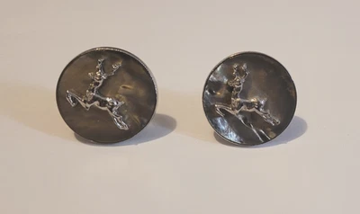 Gemelos de ciervo vintage con incrustación de concha de abulón tono plateado patente # 247295 Foto 1 de 4