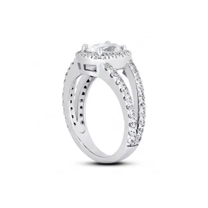 2.10ct I-VS1 Oval Shape Earth Mined Certified Diamonds 14k  Halo Side Stone Ring - Picture 1 of 3