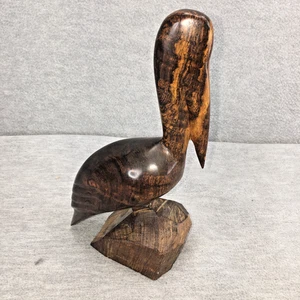 Vintage 8 Zoll Eisenholz Pelikan Holzskulptur handgeschnitzt Volkskunst - Bild 1 von 8