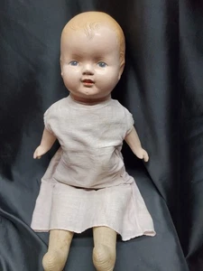 E3 Madame Hendren antique Baby Doll cloth body and composition molded head 18" - Picture 1 of 20
