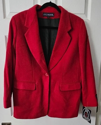 J.G. Blazer Gancho Rojo Mujer Cierre Botón Único Talla 10 #1021 Foto 1 de 4