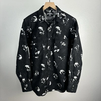 Camisa Jack Daniels Botón Negra Logo Snap Nº 7 Estampado Completo AOP Y2K De Colección XL Foto 1 de 4