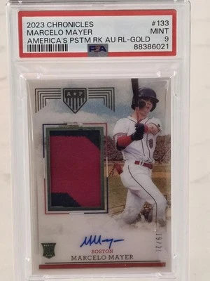 2023 Panini Chronicles MARCELO MAYER Americas Pastime Patch Auto Gold /25 PSA 9 - Image 1 of 4
