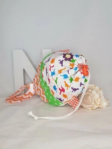 Pencil case, pouch, Dinosaur Fish design, Hand crafted, drawstring closure. - Picture 1 of 6