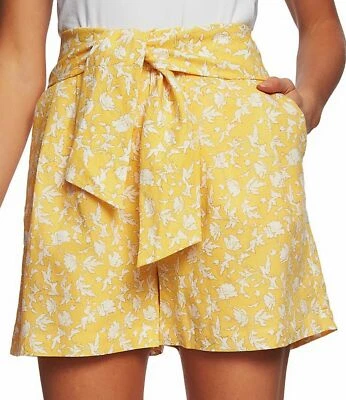 Cynthia Steffe Meadow Monet Amarillo Floral Lino 3.5" Bolsa de Papel Pantalones Cortos Talla XL Foto 1 de 4