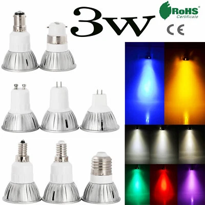 Dimmable LED Spot Light Bulb Colorful GU10 MR16 E27 E14 B22 B15 3W 230V 12V Lamp - Image 1 of 4
