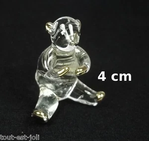magnifique ours en verre avec dorures, miniature de collection, leeuw G12-55 - Bild 1 von 1