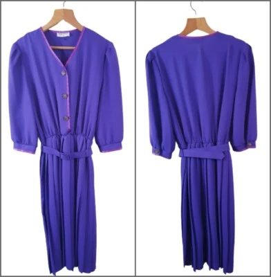 Berkertex Vintage Womens Ladies Purple Long Maxi Dress Size 14UK  - Image 1 of 4