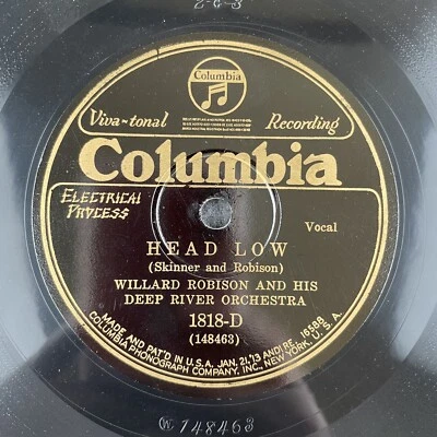 WILLARD ROBISON & HIS DEEP RIVER ORCH Head Low /Peace Mind 78 Columbia 1818-D E+ - Image 1 of 4