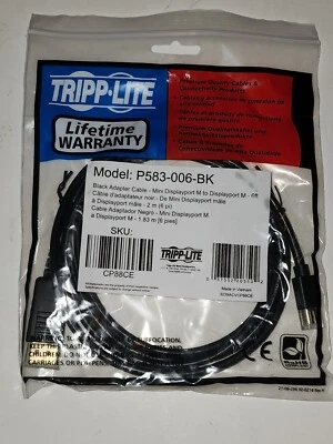 Tripp Lite Mini DisplayPort to DisplayPort Cable, 4K x 2K @ 60Hz 6ft P583-006-BK - Image 1 of 4