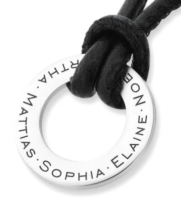 Lederkette für Männer Anhänger Ring mit Gravur 925 Silber Herren Schmuck  - Bild 1 von 3