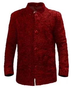pre Sale Red Persian Lamb Fur Straight Jacket All Sizes Karakul Fur Fit Coat - Picture 1 of 12