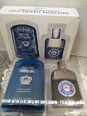 Champú de colección British Sterling para hombres después del afeitado 2, OZ y jabón de cuerda 6,5 OZ (JUEGO DE CAJA) Foto 1 de 4