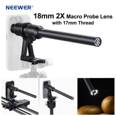 NEEWER 18mm 2x Macro Sonda Teléfono Lente Gran Angular Primer plano Disparar iPhone Samsung Foto 1 de 4