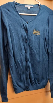 Suéter para mujer Port Authority talla mediana azul con botones fuente de visión Foto 1 de 4