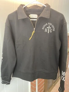 $120 HONOR THE GIFT Black 1/4 Zip Prep School Henley Sweater Youth Size 14 NWT - Picture 1 of 7