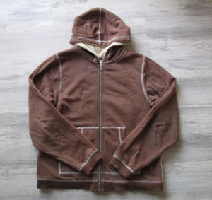 ❤ HANNA ANDERSSON sherpa lined brown jacket  160 hooded zip 14 16 boys girls - Picture 1 of 24