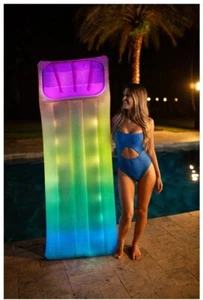 Pool Candy Rainbow Collection Illuminated LED Pool Raft with Pillow 74 x 30 NIB - Picture 1 of 2