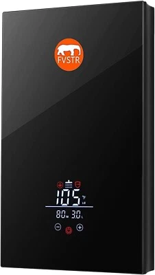 FVSTR TK09 Black Electric Tankless Water Heater with Glass Panel, 9.0KW 240V Hig - Image 1 of 4