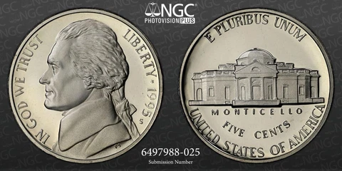 1995 S JEFFERSON NICKEL 5C PF70 ULTRA CAMEO PR70 DCAM NGC Photo Vision® SKU 3138 Cover