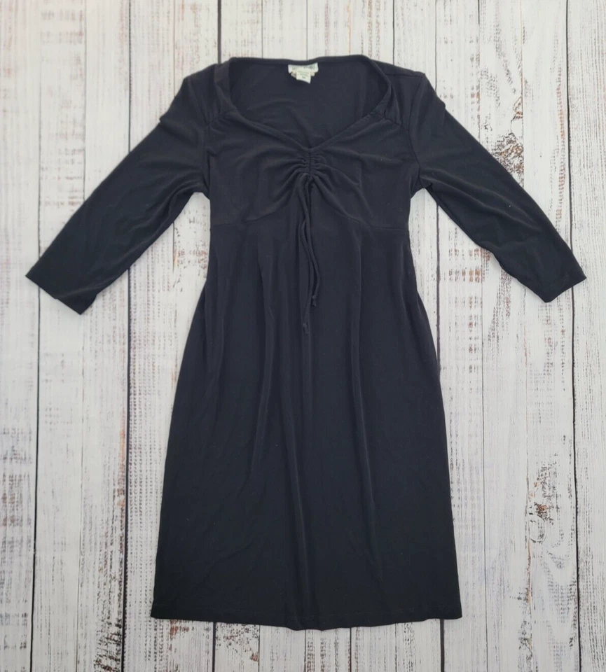Motherhood Maternity Sweetheart Neck Gathered 3/4 Sleeve Black Dress S USA - Image 1 of 4