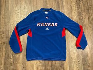 Kansas Jayhawks Fleece Mens Small Blue Pullover Adidas Climawarm Sweatshirt EUC