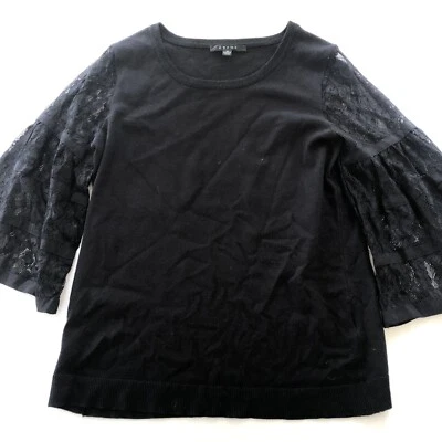 Top Cyrus negro tejido transparente floral manga encaje para mujer talla M A3178 Foto 1 de 4