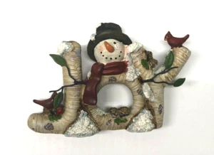 Snowman JOY With Cardinals Christmas Ceramic Sign - Picture 1 of 4